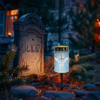 Poceacles Cross Outdoor Solar Lights - Waterproof Grave Stake Lights - Solar Powered Lantern - Blue Dove of Peace Cross - color: Dove of Peace Cross Blue