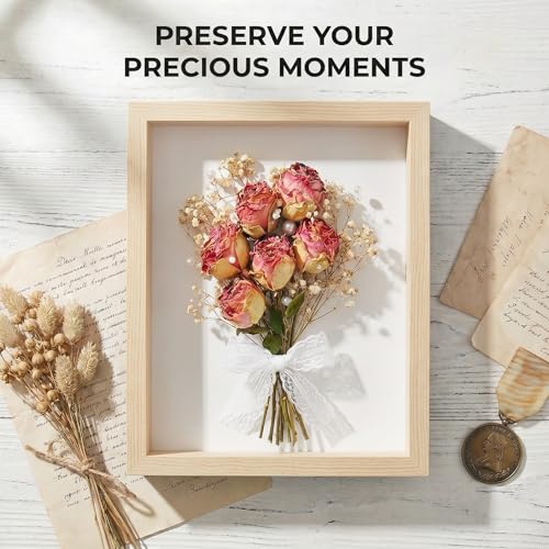 3 Pcs 8x10 Inch Shadow Box Frames Acrylic,Shadow Box Frame Display Cases,Cases for Pressed Flowers Keepsakes Tickets Photos (Wood Grain) - color: Wood Grain