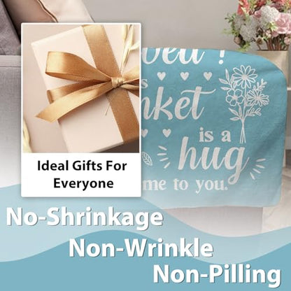 Get Well Gifts for Women Men Flannel Throw Blanket, Sympathy | Thinking of You After Surgery Healing Gift Idea, Blue Floral Inspirational Cancer Care Present for Friend Sister Coworker
