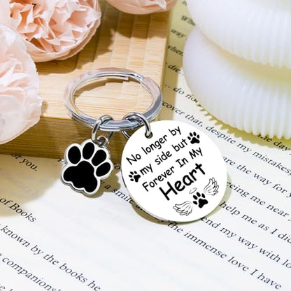 Dog Memorial Gifts for Loss of Dog Keychain Pet Memorial Gifts for Dogs | Pet Loss Sympathy Gift Dogs Passing Away Remembrance Gift - No Longer by My Side Forever in My Heart