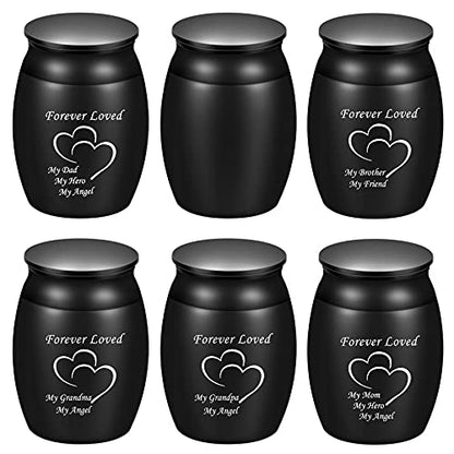 Custom Urns for Human Ashes, 1.6“ High Small Cremation Urns for Funeral, Personal Miniature Decorative Urns, Handcrafted Peaceful Mini Keepsake Urn, Engraved Forever Loved Adult Urn for Sharing - style: Heart Keepsake Engraving 1.6" Black
