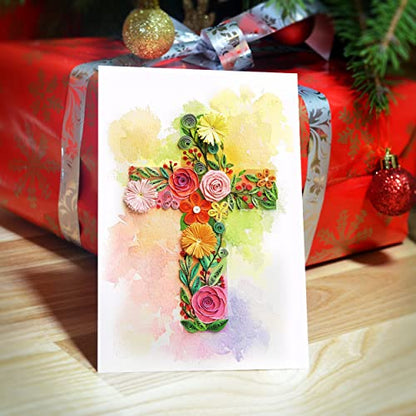 Colorful First Communion Card, Baptism, Sympathy, Thank You, for Girl, Boy, Granddaughter, Grandson (Cross) - color: Cross