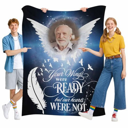 Personalized Memorial Blanket with Photos Custom Sympathy Throw Blankets in Memory of Loss of Grandpa Grandma - color: Color 27