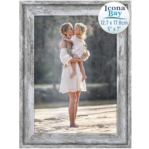 5x7 Azure Gray Picture Frame, Cape Cod Style, Table Top, Wall Mount, Bayou - size: 5x7