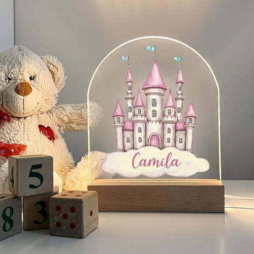 MIRROR MANIA Custom Personalized LED Night Light Up Table Desk Lamp Stand Girl Fairy Princess Castle Room Decor, Girls Night Light, Princess Themed Gift. Handcrafted in CT, USA.