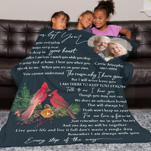 Personalized Memorial Blankets with Photos, in Memory of Loved One Gifts, Sympathy Bereavement Cardinal Blanket for Loss of Mom Dad Grandma Husband Son Daughter - color: New Arrivals-2