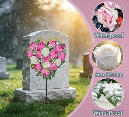 Cemetery Wreaths for Grave Decoration, Headstone Wreath with Gravestone Flower