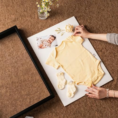 16x20 Large Shadow Box Frame with Thickened Acrylic Panel & Pins | With Push Pins, Deep 1.7" Black Shadow Box Display Case – Display on Tabletop or Wall for Jersey, T-shirt, Keepsake, Wedding - color: Black+high Definition Panel + Shatter-proof Packaging,