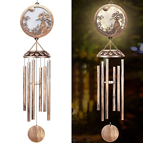 FSVGYY Solar Angel Memorial Wind Chime 33 Inch Deep Tone Outdoor - color: Angel Wind Chimes