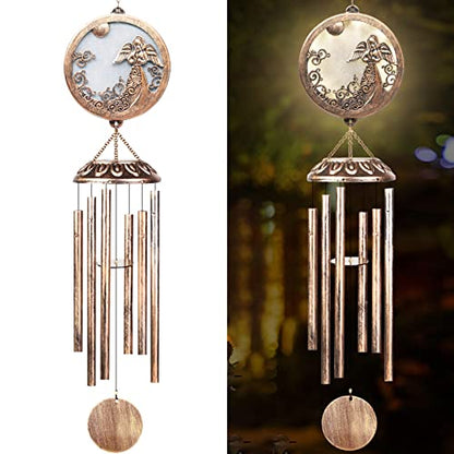 FSVGYY Solar Angel Memorial Wind Chime 33 Inch Deep Tone Outdoor - color: Angel Wind Chimes