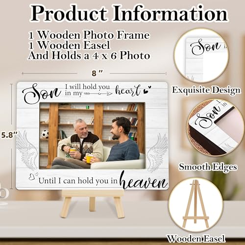 Memorial Gifts for Loss of Son, Memorial Picture Frame, Sympathy Gifts Wooden Photo Frame with Easel, 4x6 Child Loss Picture Frame for Tabletop Display - G02 - style: Loss of Son