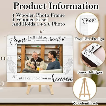 Memorial Gifts for Loss of Son, Memorial Picture Frame, Sympathy Gifts Wooden Photo Frame with Easel, 4x6 Child Loss Picture Frame for Tabletop Display - G02 - style: Loss of Son
