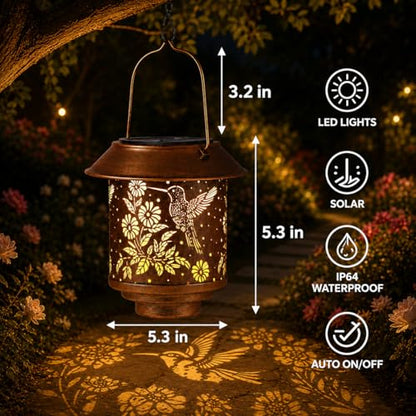 2 Pack Solar Hummingbirds Lantern Outdoor Hanging, Gifts for Women Mom - color: c-Hummingbird-2PC