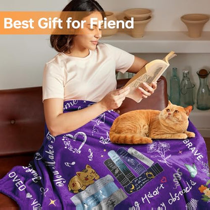 Encourage Get Well Blanket Birthday Gift for Women 52 x 60'' | Recovery Blanket with Words of Affirmation Inspirational Positive Thoughts and Quotes for Niece,Friend,Grandma - color: Purple