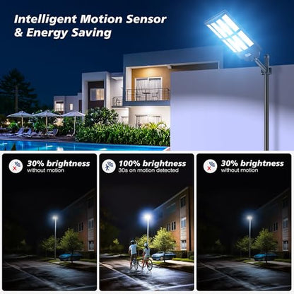 10000W Solar Street Light,7000K Dusk to Dawn Commercial Parking Lot Light - size: 10000