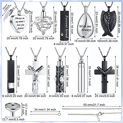 Jexine 10 Pcs Urn Necklace Cremation Jewelry for Men - color: White