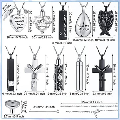 Jexine 10 Pcs Urn Necklace Cremation Jewelry for Men - color: White