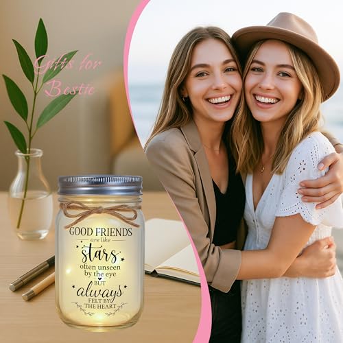 Friendship Gifts for Women, Mason Jar Night Light for Friends, Friendship Keepsake Home Decor, Birthday Thank You Gift for Bestie - style: Friend Gifts