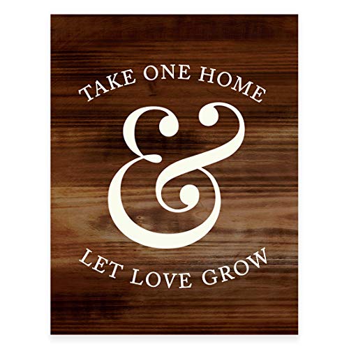 Andaz Press Wedding Party Signs, Rustic Wood Print, 8.5x11-inch, Please Take One Home and Let Love Grow Plant Seed Favors Table Sign, 1-Pack, Unframed - color: Favors Take One Home Let Love Grow