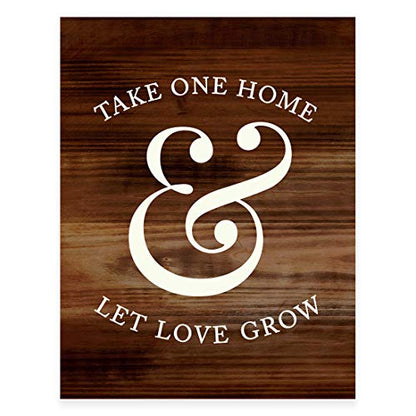Andaz Press Wedding Party Signs, Rustic Wood Print, 8.5x11-inch, Please Take One Home and Let Love Grow Plant Seed Favors Table Sign, 1-Pack, Unframed - color: Favors Take One Home Let Love Grow