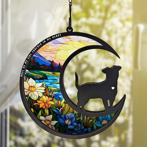 BamLue Dog Memorial Suncatcher Ornament for Home Decor, Loss of Dog Sympathy Gift, Suncatchers for Windows Hanging, Pet Loss Gifts, Remembrance Gifts for Pet Lovers - color: Sunrise-stand Dog