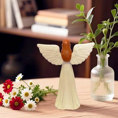 Guardian Angel, Angel Figurine Memorial Gift for Women, Sympathy & Mothers Day Birthday Valentines Home Decor Sculpture, Hand-Painted Flower-Holding Angel Decor