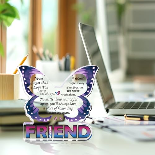 Friendship Gifts for Women, Best Friend Birthday Gifts for Women, Butterfly Gift for Friends BFF Bestie Bestfriend, Small Gifts for Female Friend Ideas, Friends Decorative Signs Plaques - style: Friend