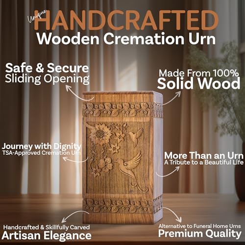 Hummingbird Wooden Urn for Human Ashes, XX-Large 640 cu in, Rosewood - color: Hummingbird Rosewood, size: XX-Large (640 cu in)