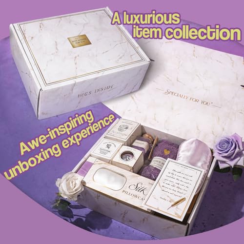 AHAGIFTREE Gift Baskets For Women,12PC Birthday Gifts,Mother's Day Thinking Of you Gifts for Women,Care Package,Grief,Sympathy,thank you,Condolences (Purple) - color: Purple
