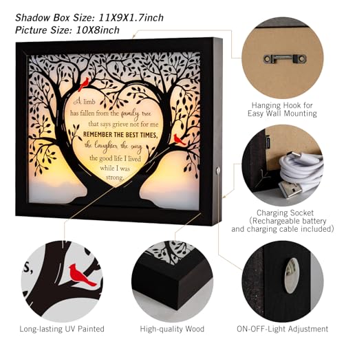 Sympathy Gift LED Memorial Shadow Box Memorial Gifts for Loss of Loved One Mother Mom Dad Father, in Memory of Loved One Gifts - size: Family Tree