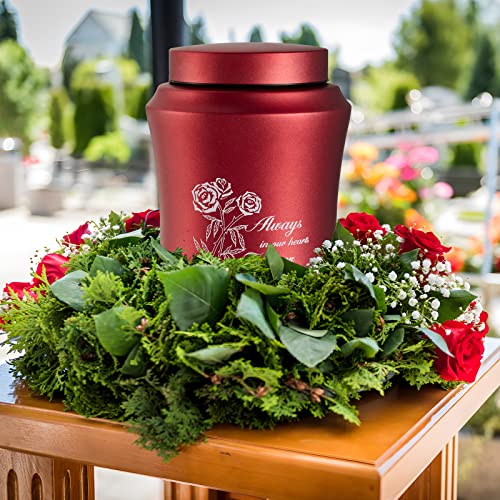 Red Cremation Urns for Human Ashes Adult Female/Mom/Mother | Decorative Burial Urn, Funeral Cremation Urns for Women and Men - Large Red Rose Urn(220 LB) - size: Large,Red Rose