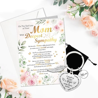 HOWAF On The Sad Loss of Your Mom Sympathy Card with Memorial Keyring, Thinking of You condolences card for Memorial Gift, Sympathy Gifts Loss of Mom