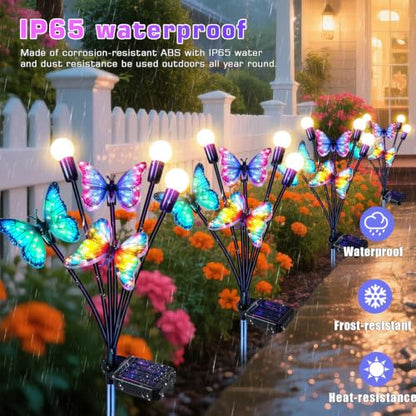 TEDOF 2 Pack Solar Butterfly Outdoor Lights Waterproof for Garden - color: 2 Pack Butterfly Firefly Lights