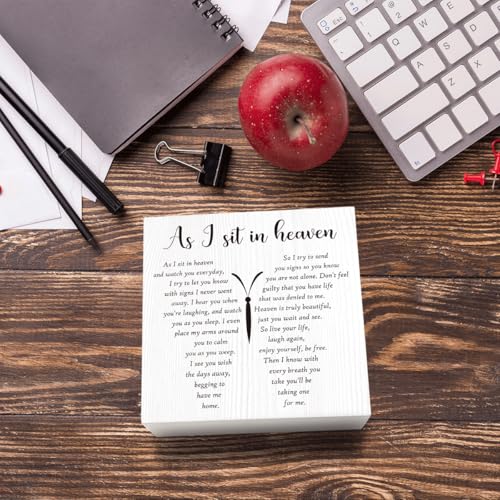 As I Sit In Heaven, Memorial GIft, Sympathy Gift in Memory of Loved One Gifts, Rememberance Gift for Loss of Mother Father Mom Dad, Gifts For Loss Of Loved One Desktop Decor