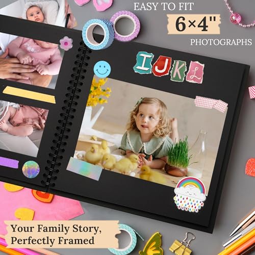 Scrapbook Photo Album 7"x7" 20 Sheets 40 Pages Hardcover Kraft Paper Khaki - color: Black, size: 7"x7" 20 Sheets