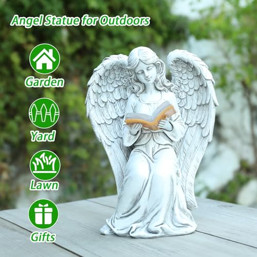 Angel Statue Outdoor, Solar Angel Reading Book with LED Lights, Garden Gift - style: Ancient Book