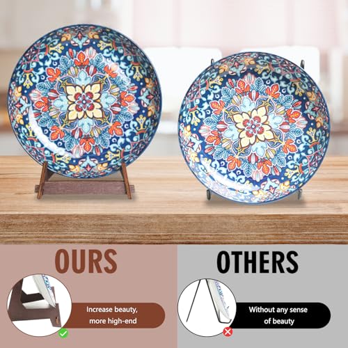 10 Inch Wooden Plate Display Stand, 1 Pack | Plate Holder, Display Stand for Book, Frame Picture, Plaque, Photo, Platter, Bowl, Decorative Tabletop Art Stand