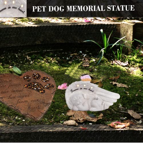 NEWDREAM Solar Dog Pet Memorial Statue,Pet Loss Gifts, The Angel Dog Statue Commemorates,Pet Loss Sympathy Remembrancecat with Solar Light Outdoor Dog Memorial Gifts, Dog Angel Wings Visit the Store