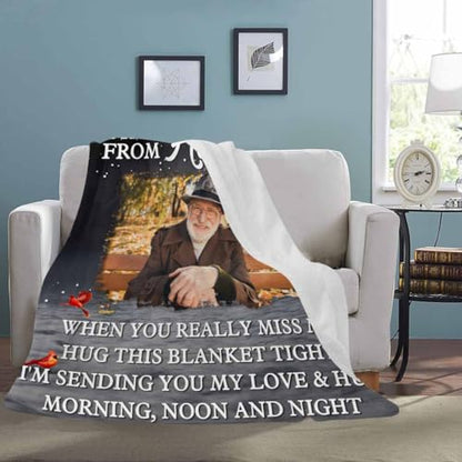 Custom Memorial Blanket with Photo - Sympathy Gift for Loss of Loved One - color: Style 12