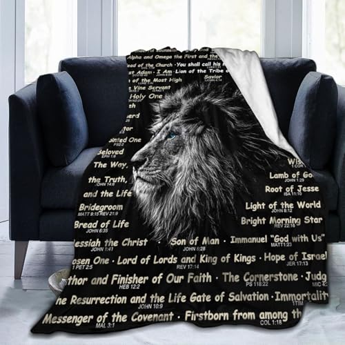 Names of God Gifts Blanket for Women Christian Gifts Faith Bible Religious Gifts Christian Inspirational Blankets Soft Flannel Throw Blanket 50"X40" - color: Lion, size: 50"x40"