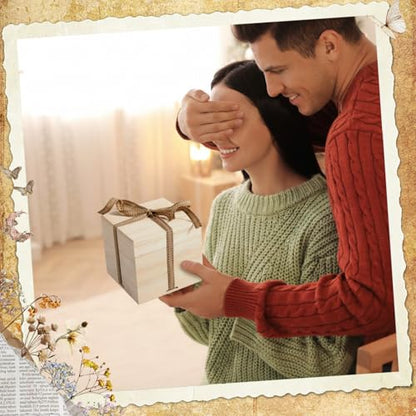 Feifeiya Mini Wooden Pull out Photo Box, DIY 2x3 Album,40 Photos,Natural