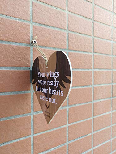 CARISPIBET Your Wings were Ready but our hearts were not. In loving memory Decorative Sign for Loss of Loved One Memorial Wall Art Gift for Bereavement 5" x 5"