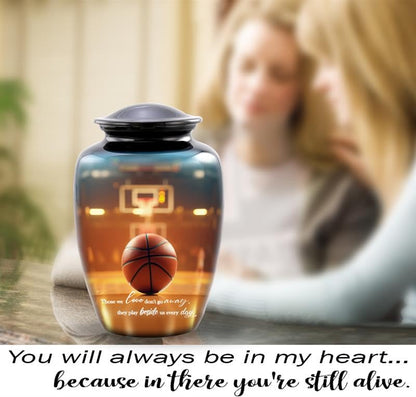 Basketball Cremation Urn – Adult Urn for Human Ashes – Perfect Tribute for a Basketball Fan – Sports Memorial Urn for Men and Women – Arena & Hoop Design – Urn Holds up to 210 lbs (Large)