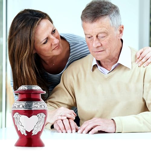 Angel Wings & Heart Cremation Urn (Red Shimmer, Large)' (Red Glossy, Single - Miniatue) - color: Red Glossy
