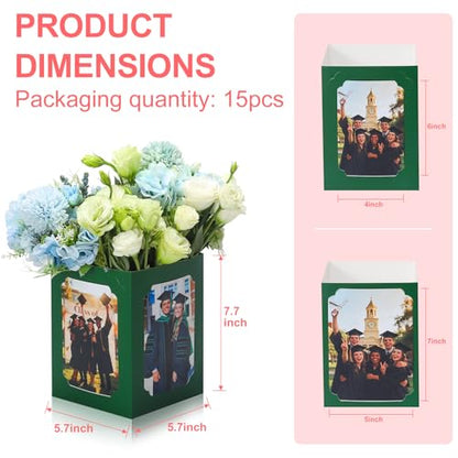 15 Pack Graduation Box Centerpieces for Table 6/7 In Photo Display - color: Green