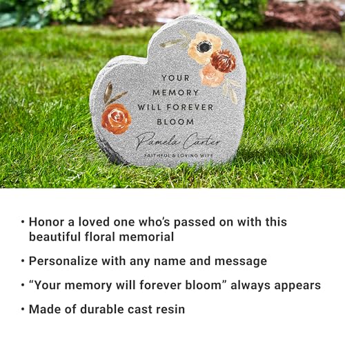 Let's Make Memories Personalized Memorial Garden Stone - Sympathy - Loss of Loved One - Condolences - Outdoor - Headstone - Durable Resin - Upright Garden Marker - Blooms with Love - style: Blooms With Love