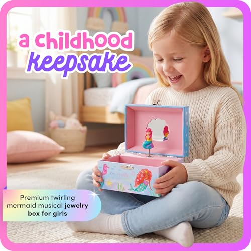 Giggle & Honey® Musical Mermaid Jewelry Box for Girls | Music Boxes for Little Girls, Toddler Jewelry Box for 4 Year Old Kids, Toys for Toddlers, Birthday Gifts for Kids 5-9 Years - style: Mermaid