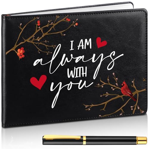 Yingzhao Memorial Funeral Guest Book with Pen 144 Pages Cardinal Funeral Guest Sign in Book for Memorial Service Celebration of Life Party Supplies in Loving Memory(Heart Cardinal) - style: Heart Cardinal