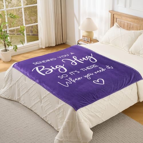 Thinking of You Gifts for Women Men – Get Well Blanket 50x60 Inch, Purple Flannel Comfort Hug Blanket, Sympathy Throw for After Surgery, Chemo, Illness, Recovery - color: Get Well-purple
