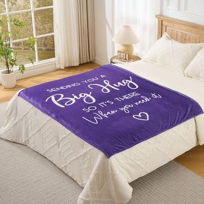 Thinking of You Gifts for Women Men – Get Well Blanket 50x60 Inch, Purple Flannel Comfort Hug Blanket, Sympathy Throw for After Surgery, Chemo, Illness, Recovery - color: Get Well-purple